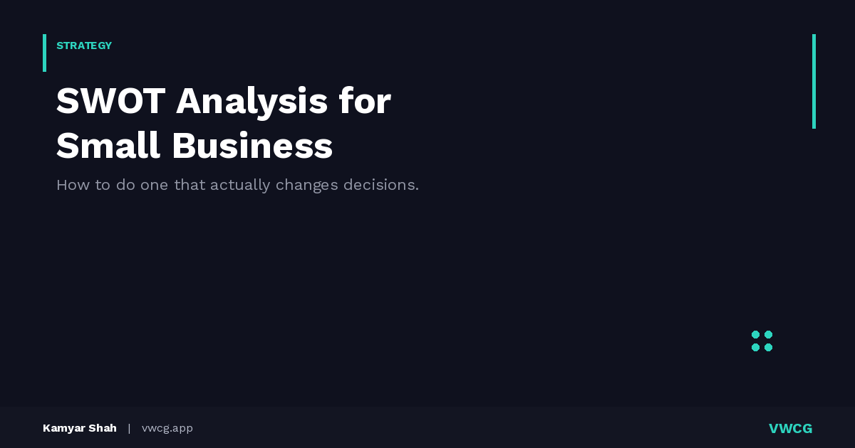 Everyone has done a SWOT. Almost nobody has used one to make a real decision. The confidence-weighted, action-connected appro