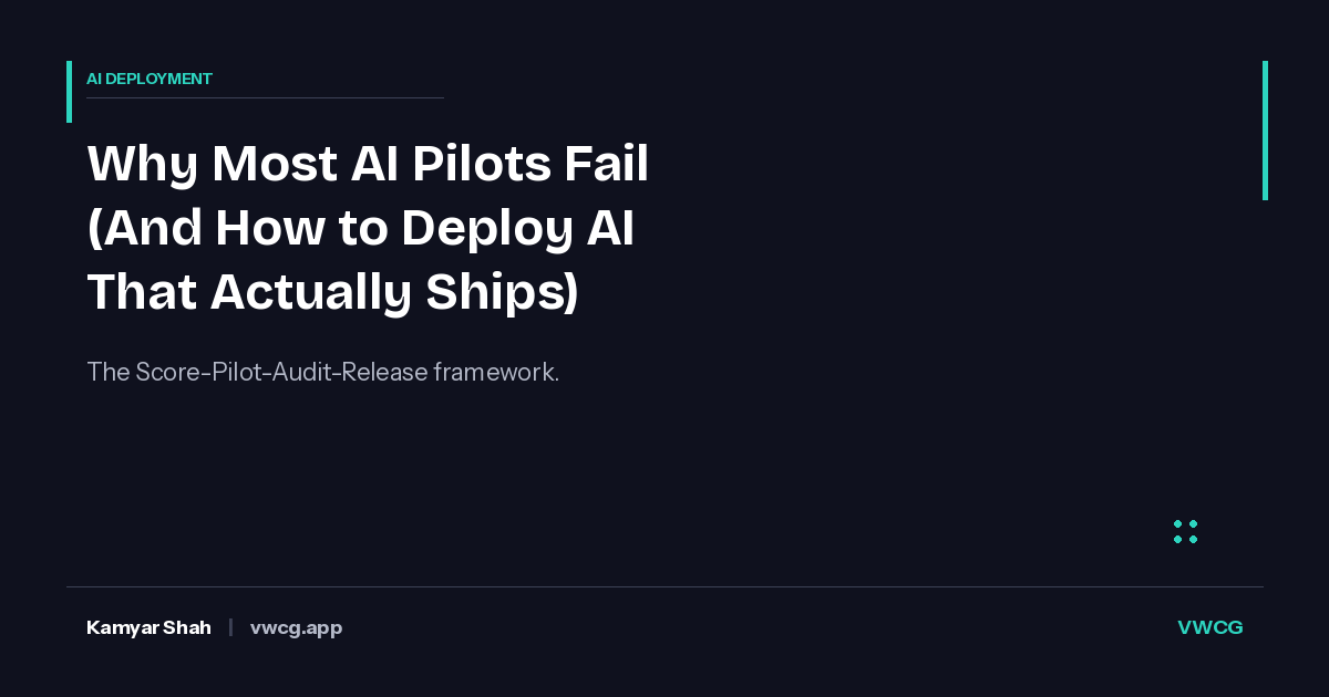 80% of AI pilots never reach production. The problem is not the technology. It is how companies scope, measure, and govern th