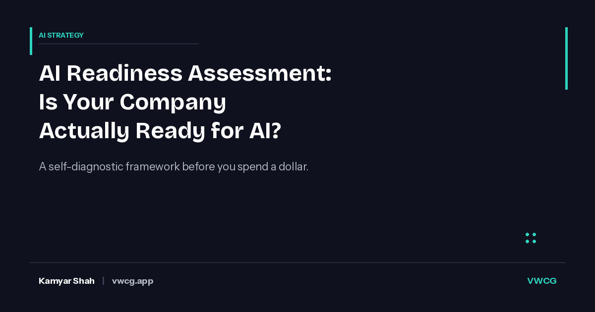 Most companies aren't ready for AI — but they don't know it until they've spent the budget. Assess your data, processes, team