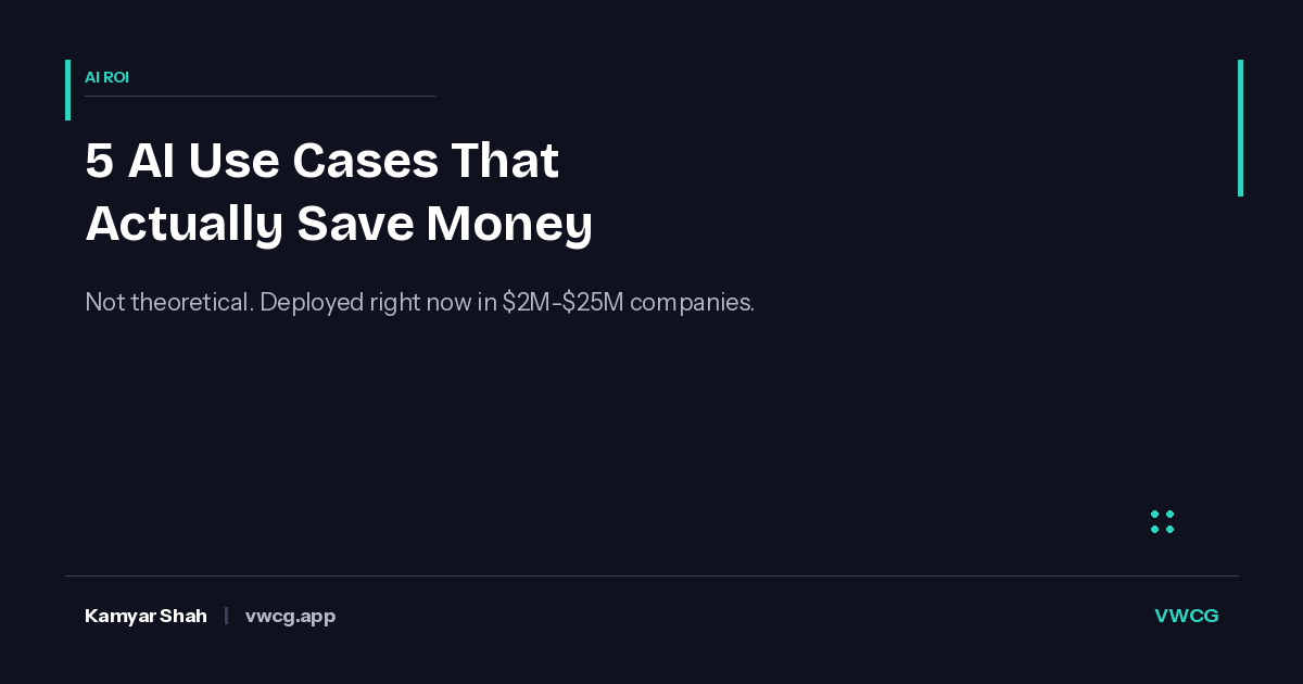 Five AI use cases SMBs in the $2M–$25M range are deploying now to cut costs and save time — with realistic ROI timelines, not