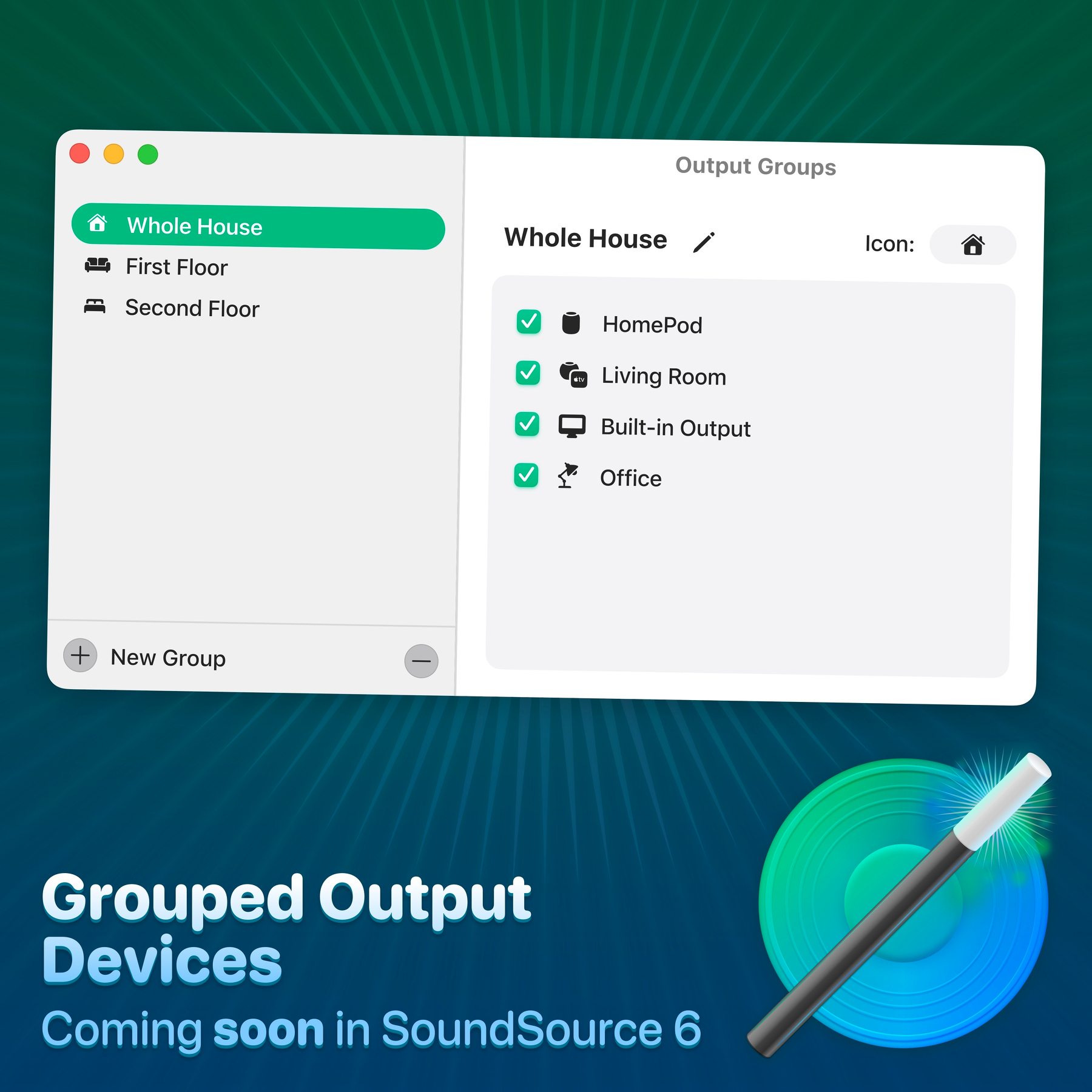 SoundSource 6’s new grouped output devices