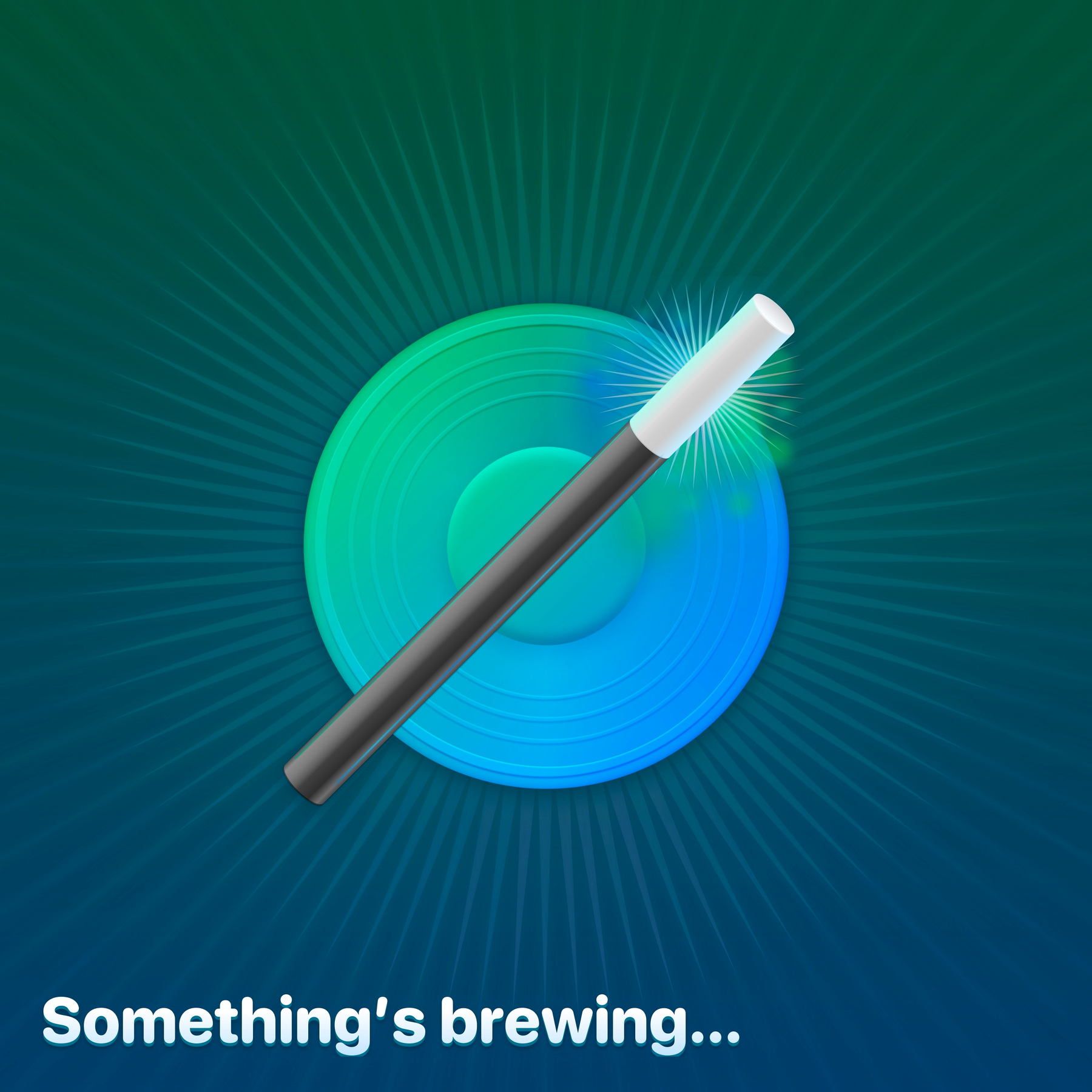 The SoundSource icon and the text “Something’s brewing”