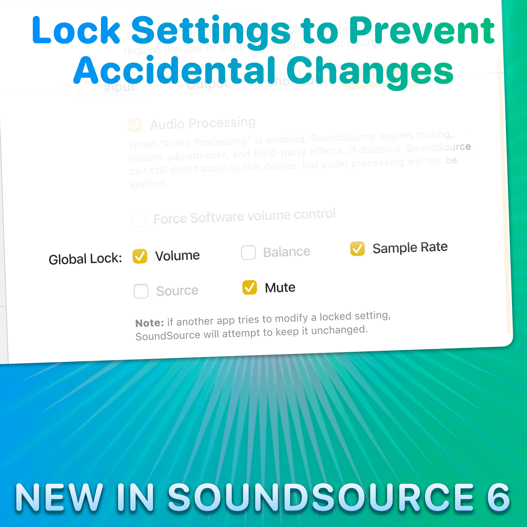 Lock settings to prevent changes