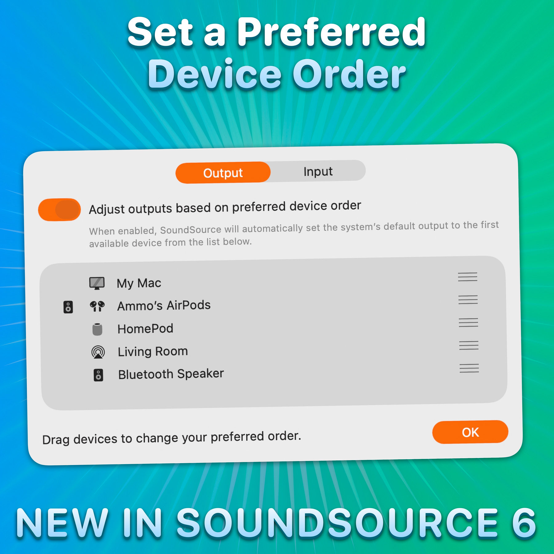 SoundSource’s “Preferred Device Order” control