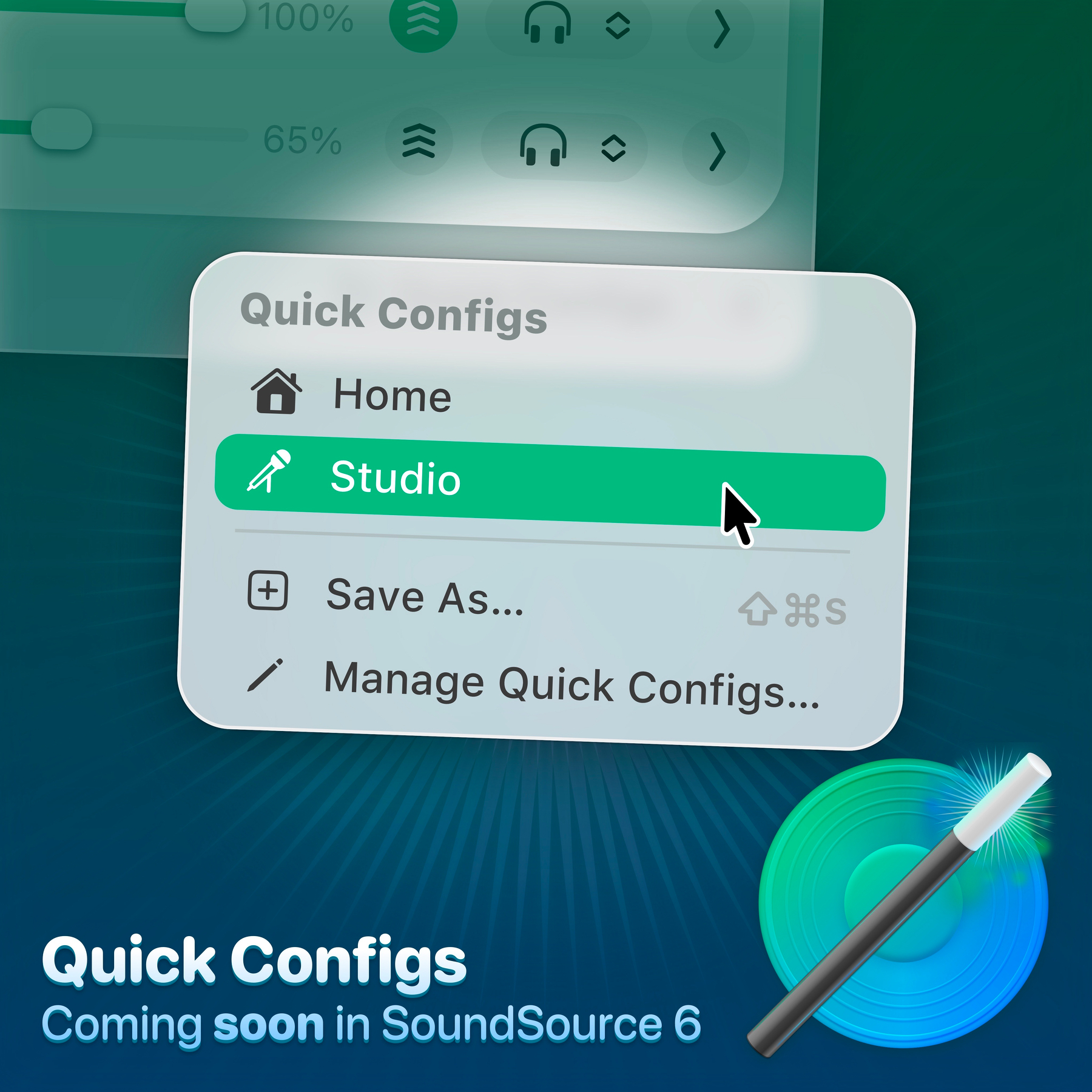 A look at the new “Quick Configs” menu in SoundSource 6.