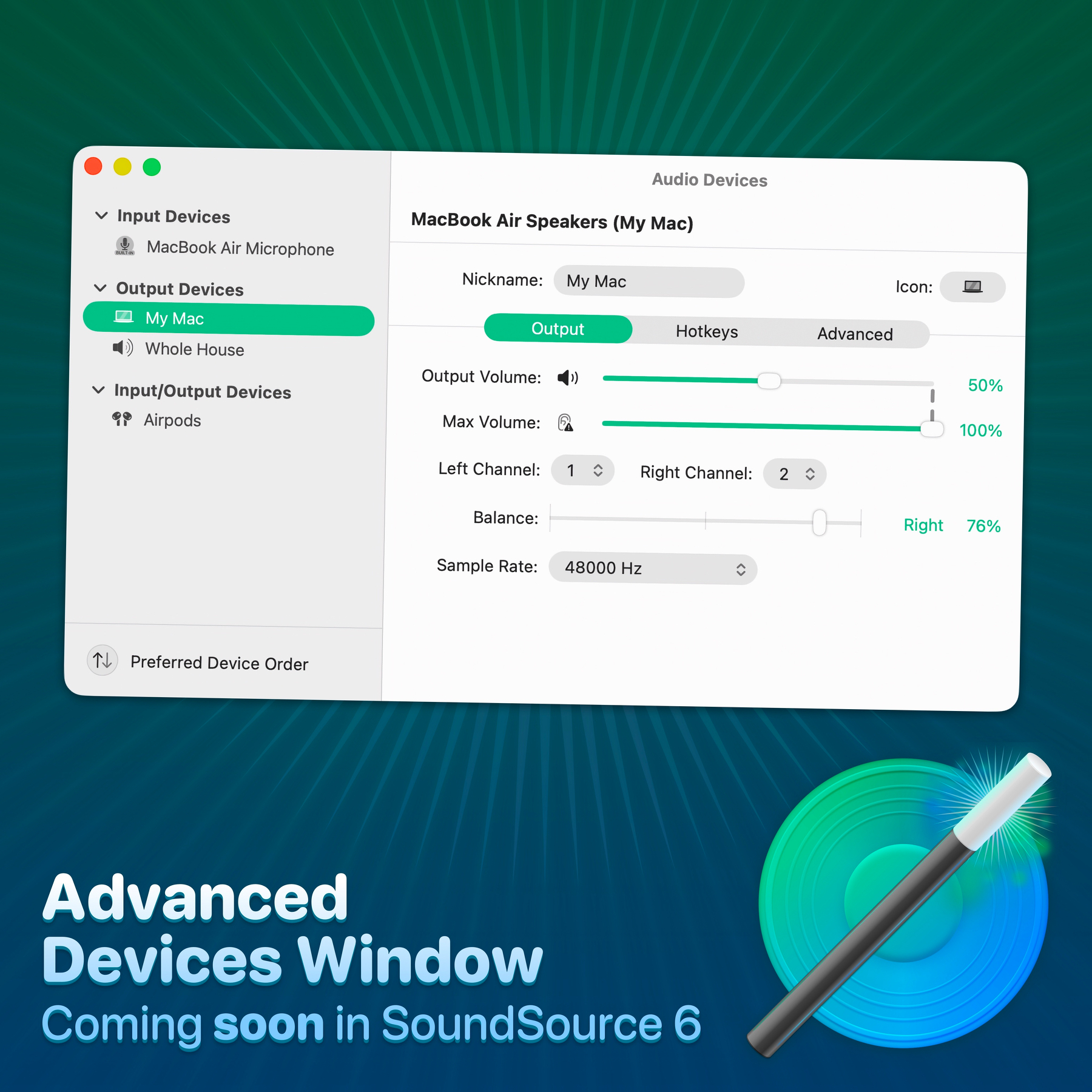 SoundSource 6’s new Audio Devices window