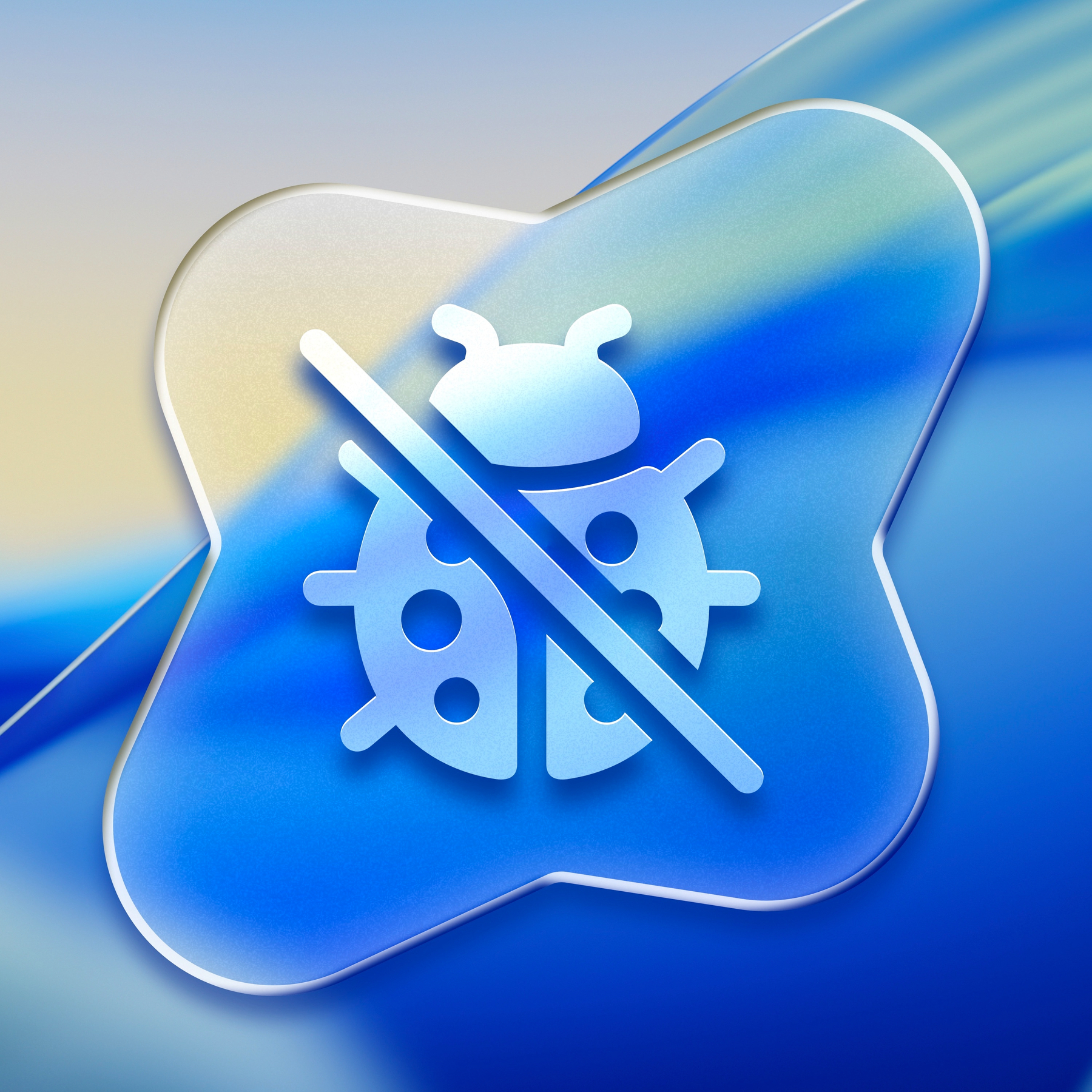 A stylized bug being stamped out