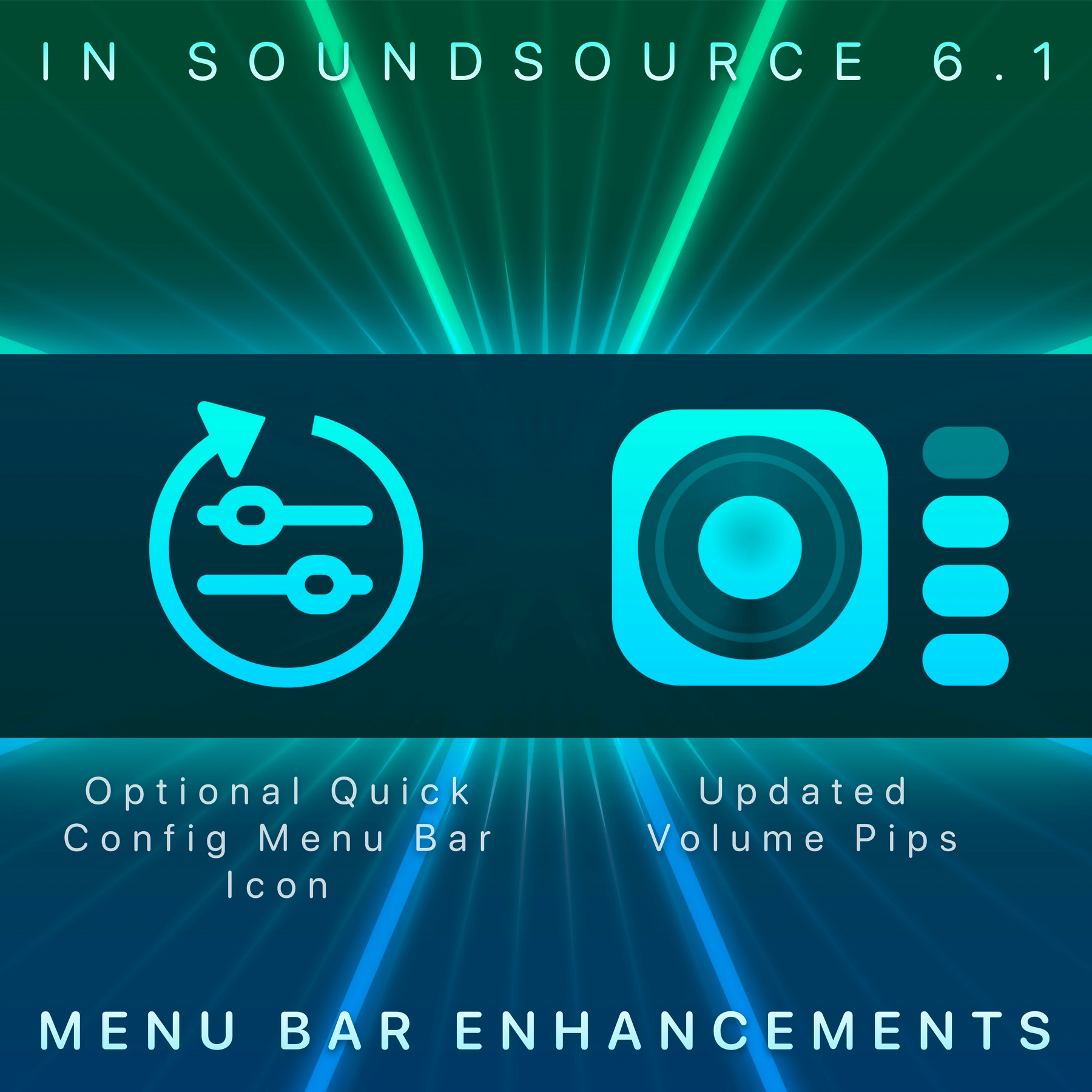 A new “Quick Configs” menu bar icon and a modified main menu bar icon