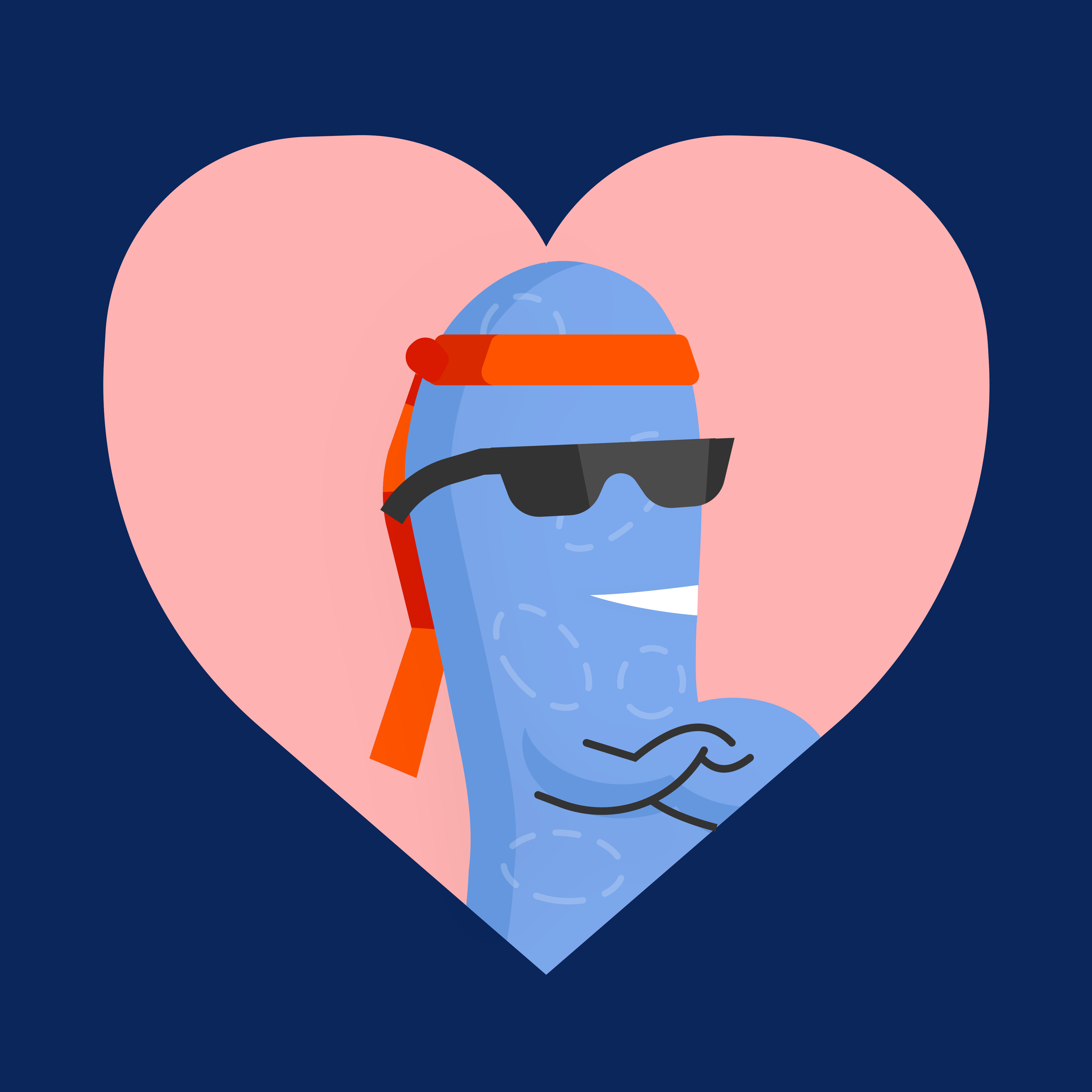 Ammo, our cartoon amoeba mascot, in a heart