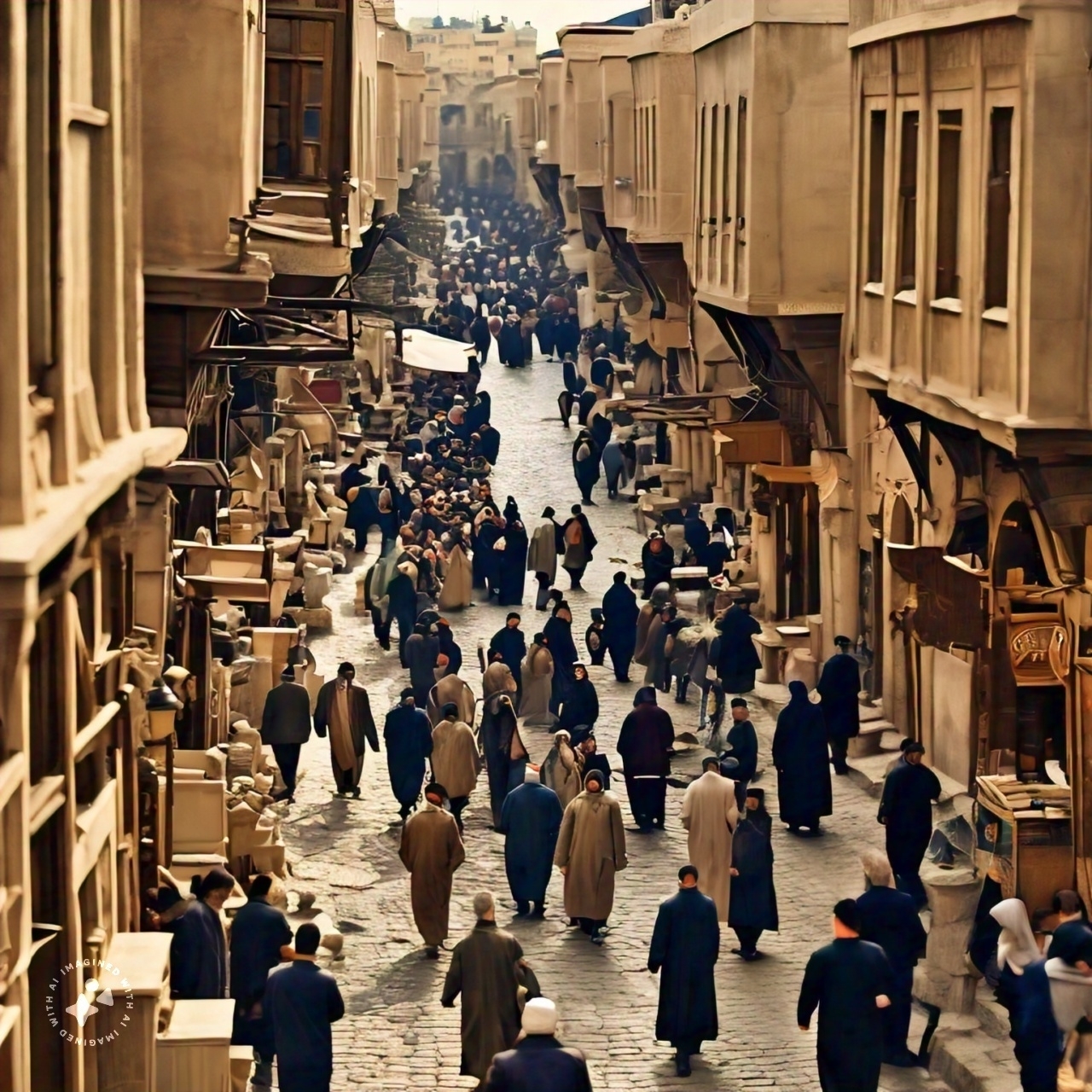 an ancient crowded middle eastern street