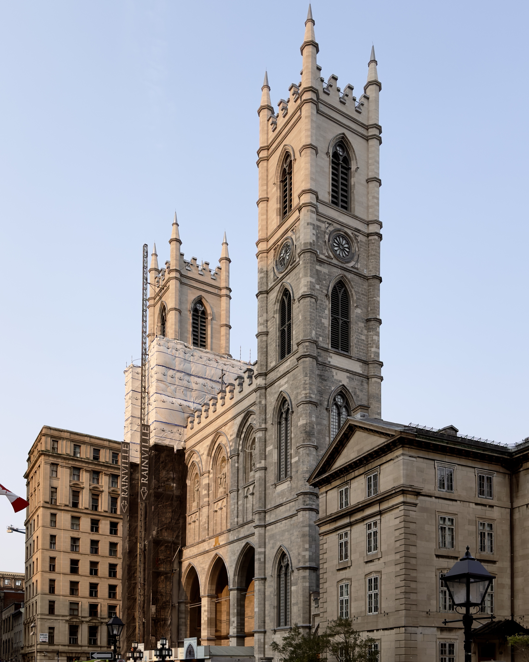 notre dame basilica of montreal during golden hour