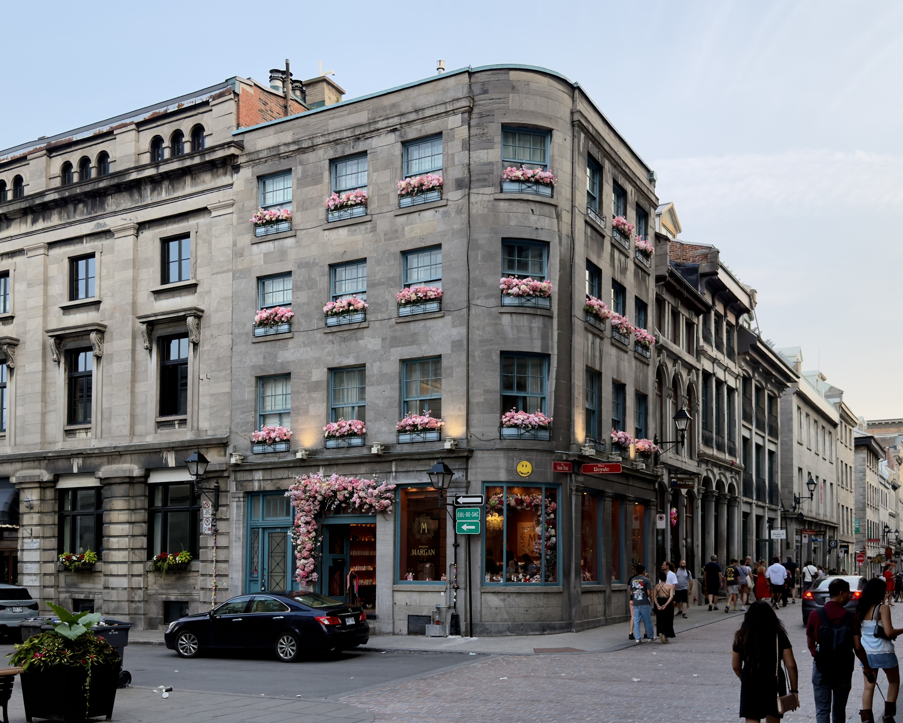building on the corner of Place Royale in Vieux-Montreal