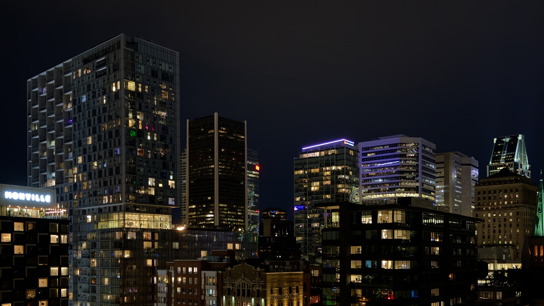 partial montreal skyline at night