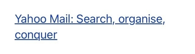 Screenshot of an email footer reading "Yahoo Mail: Search, organise, conquer"