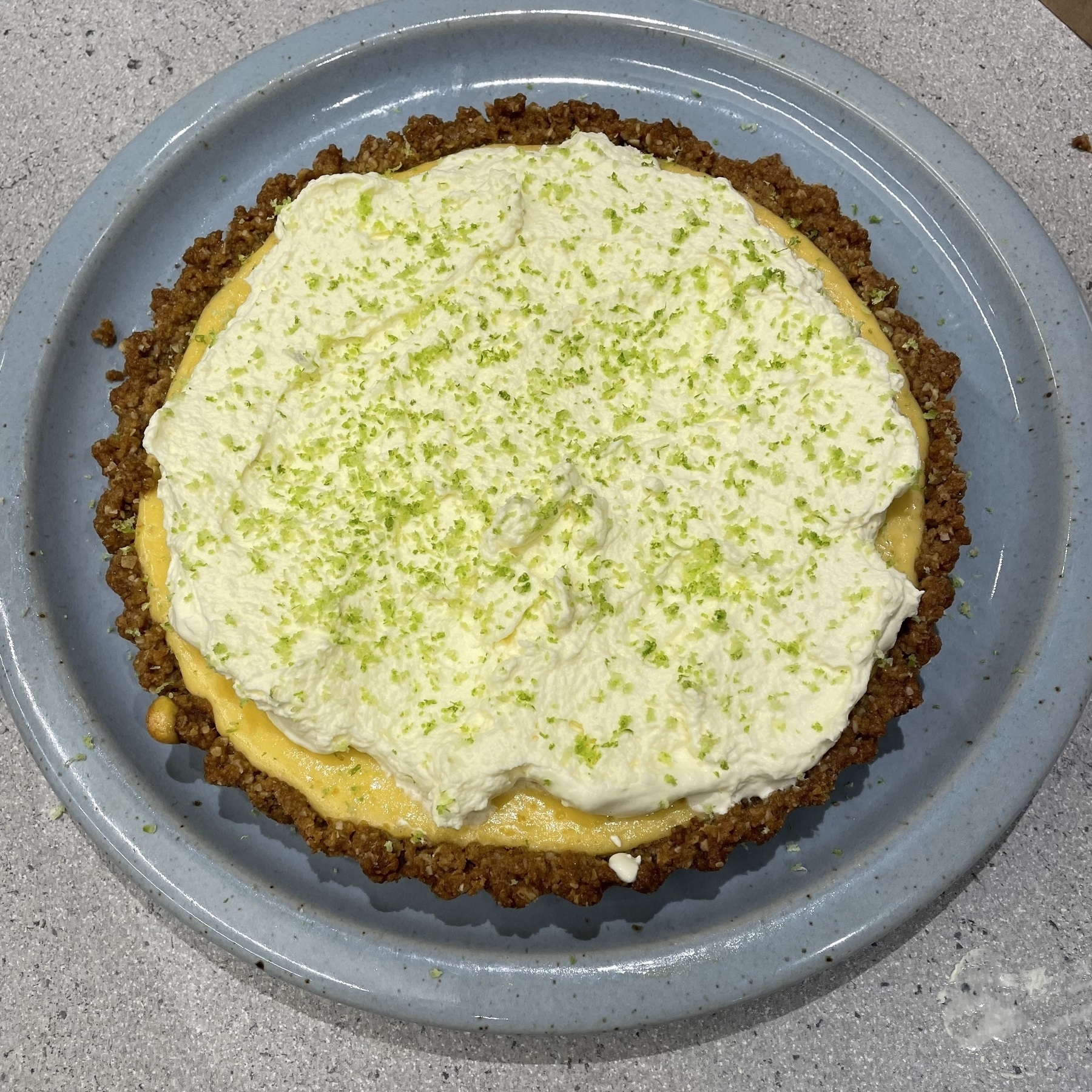 Key Lime Pie with fresh green lime zest. 