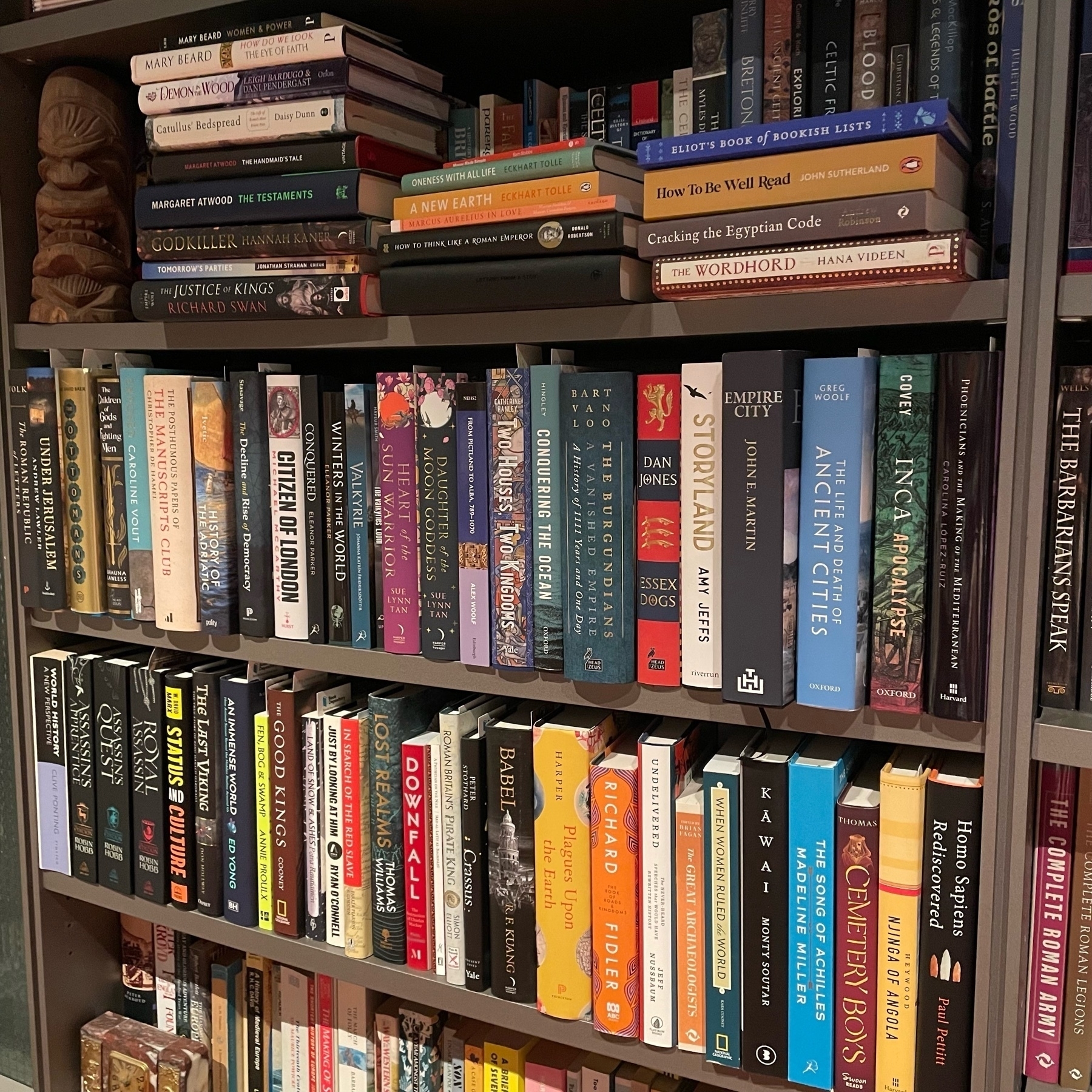 Horribly over stacked double shelved book case 