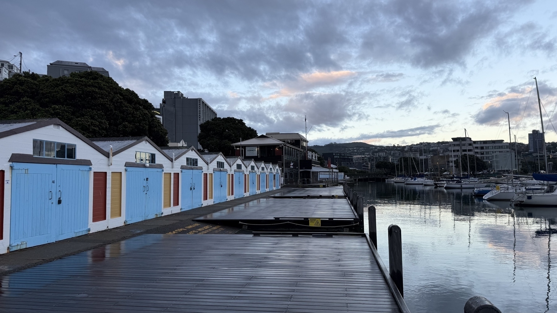 Boat sheds of Clyde Quay marina 