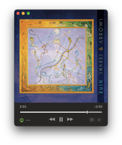 An abstract album cover is displayed within a music player interface showing a song lasting 3 minutes and 55 seconds.