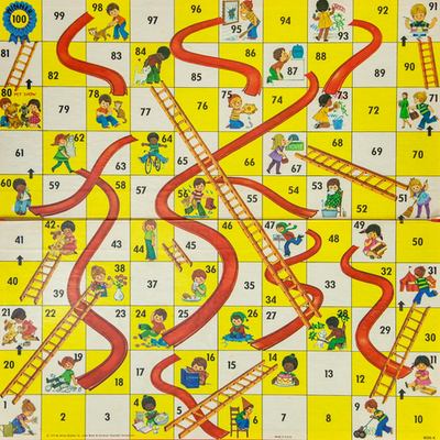 The game board for chutes and ladders