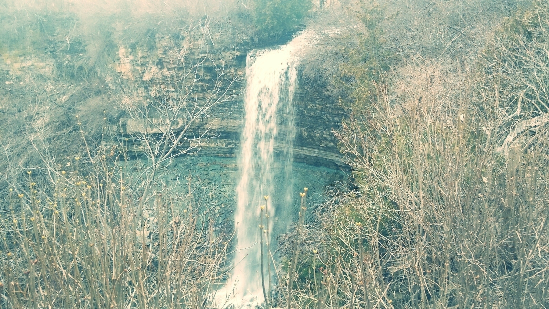 Front view of Tews Falls in Dundas, Ontario