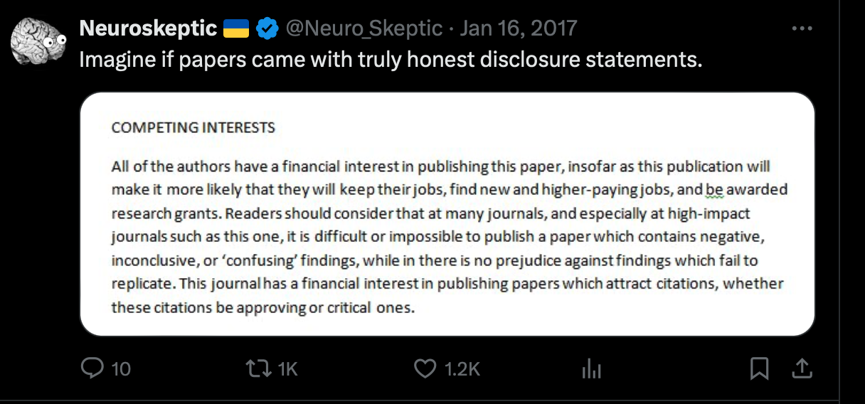 A scientific paper disclosure template in the spirit of "Honest Trailers".  