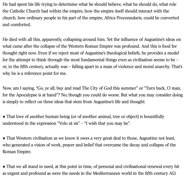 Screenshot of several paragraphs on Augustine from Paul Monk's essay.