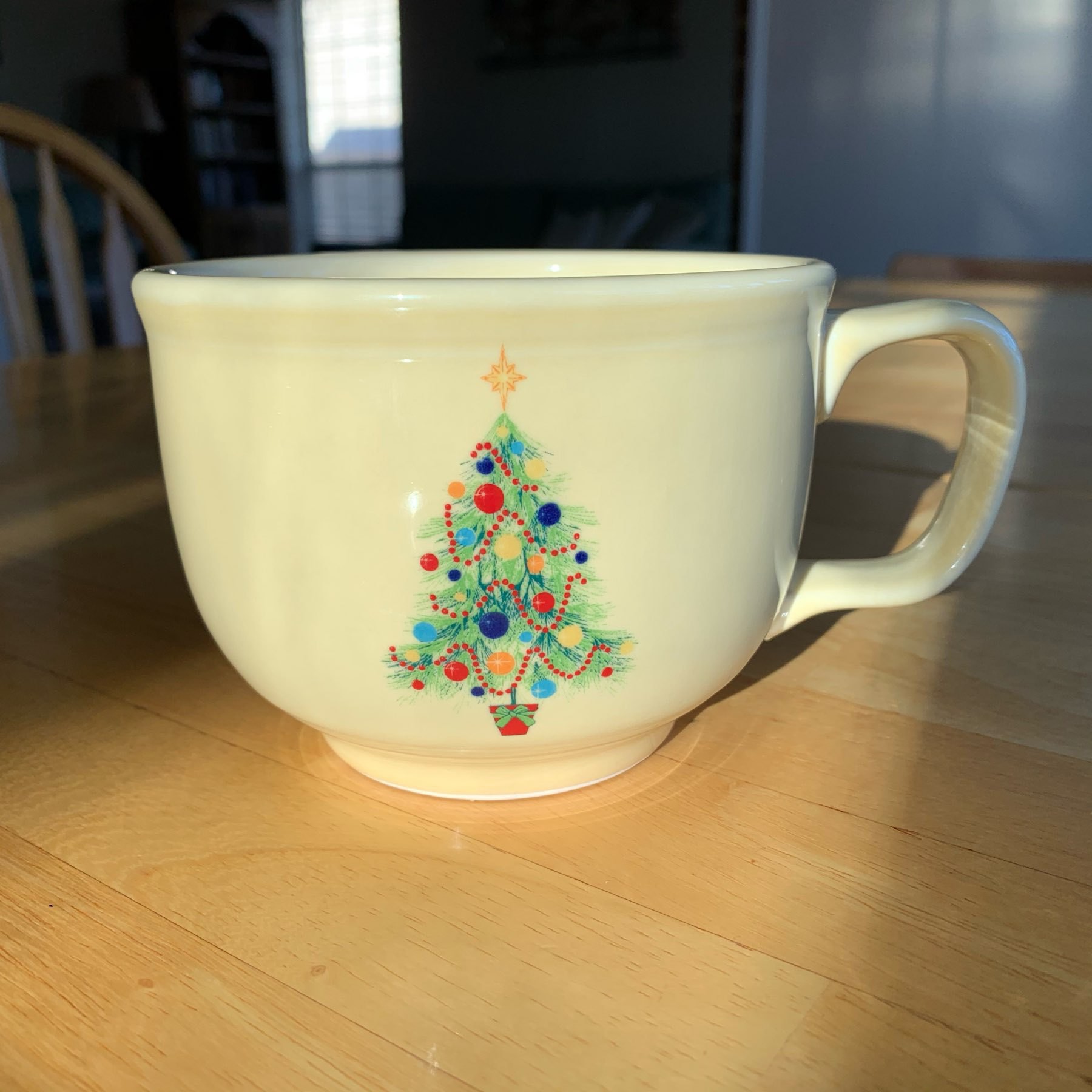Fiestaware mug with Christmas tree design