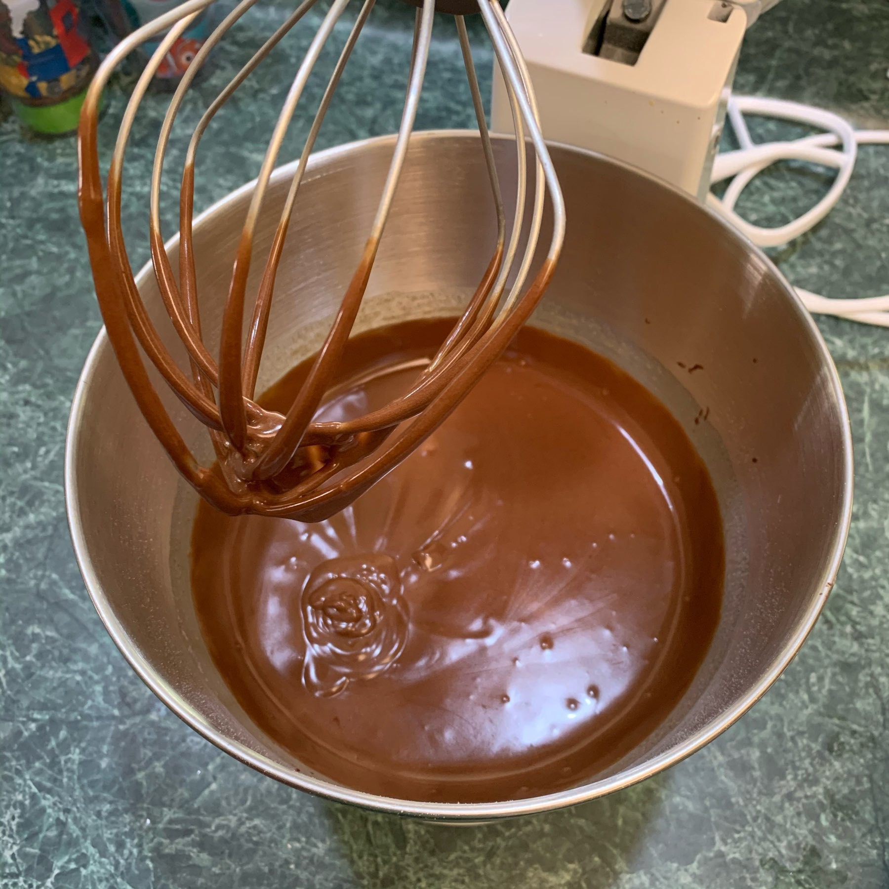 Torte batter in a stand mixer
