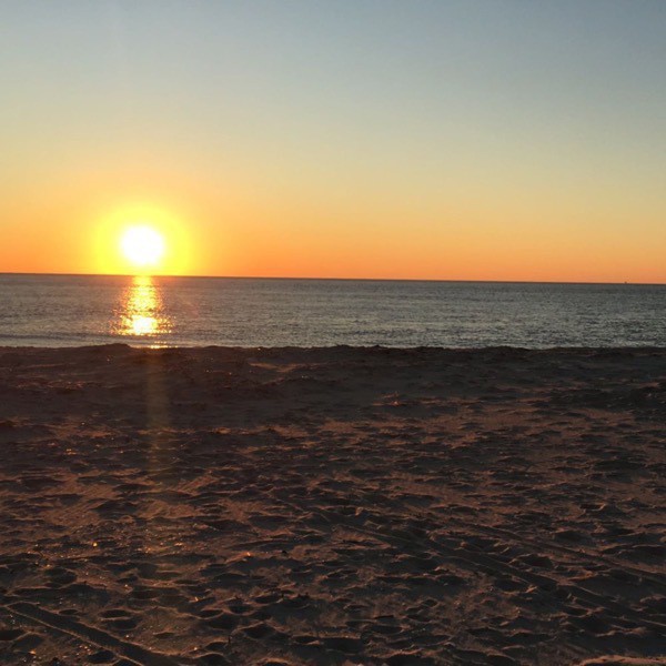 Sun sets over the Atlantic Ocean on the Jersey Shore