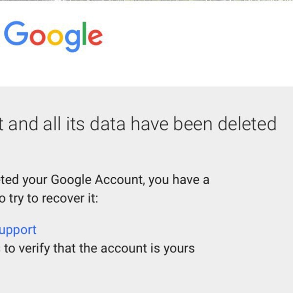 Google account deletion page