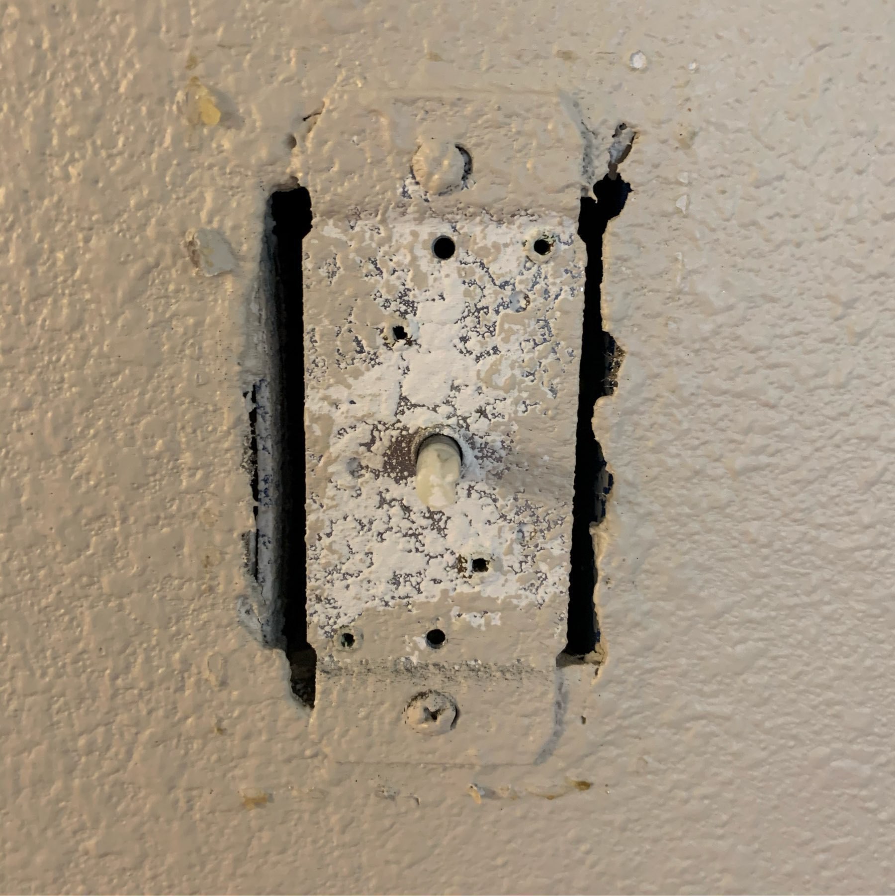 Painted over electrical light dimmer. 