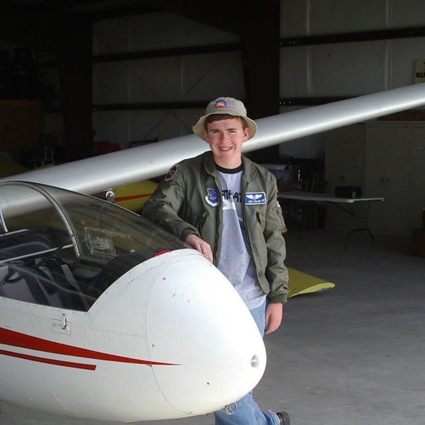 Chet with a glider at Marfa airport