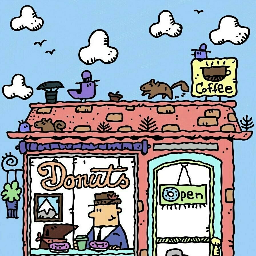 Donut shop coloring page