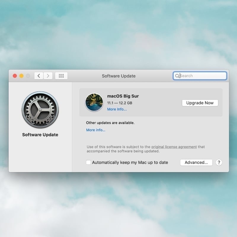 macOS 11.1 upgrade window