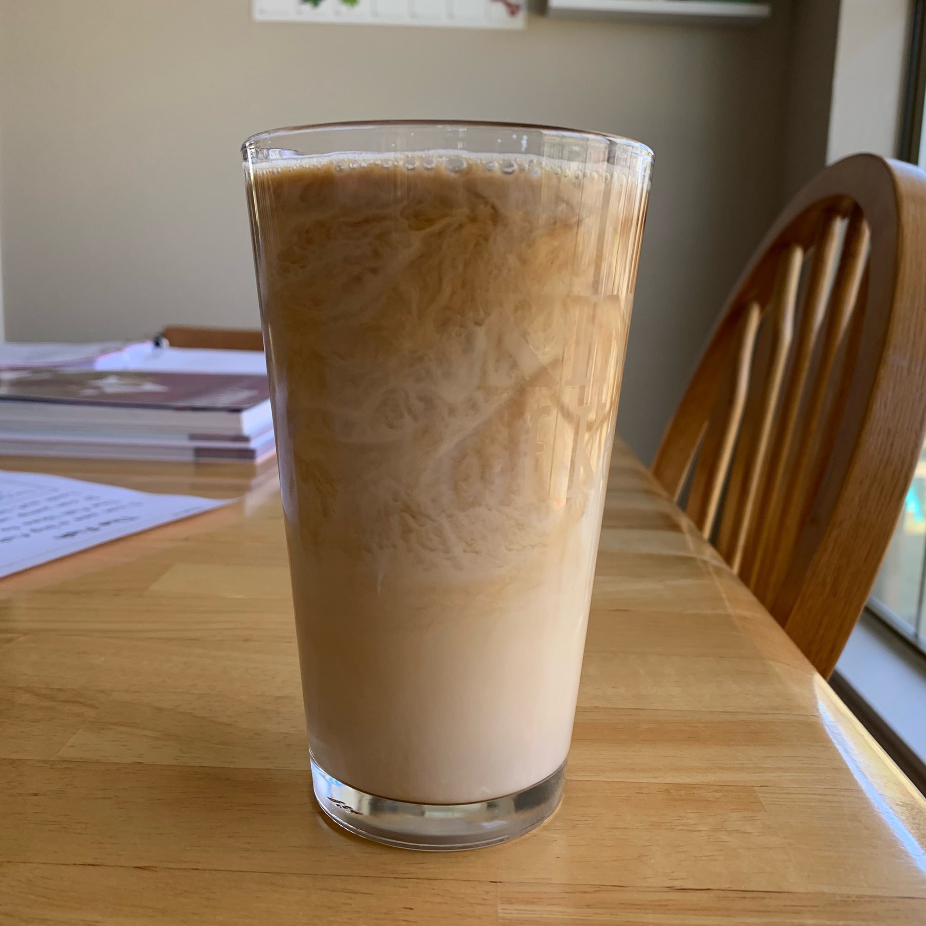 Glass with coffee and cream. 