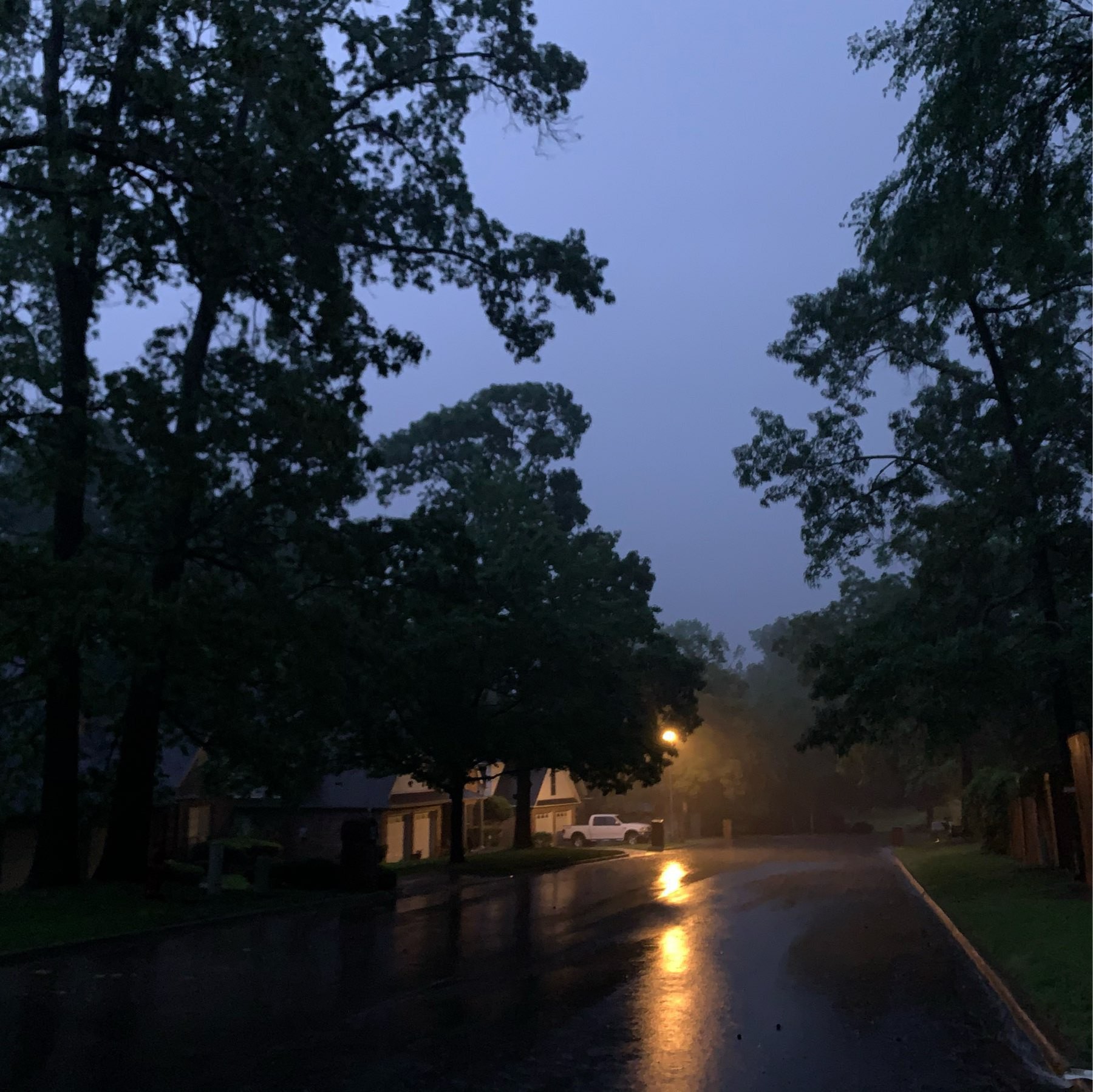 Storms move through a neighborhood