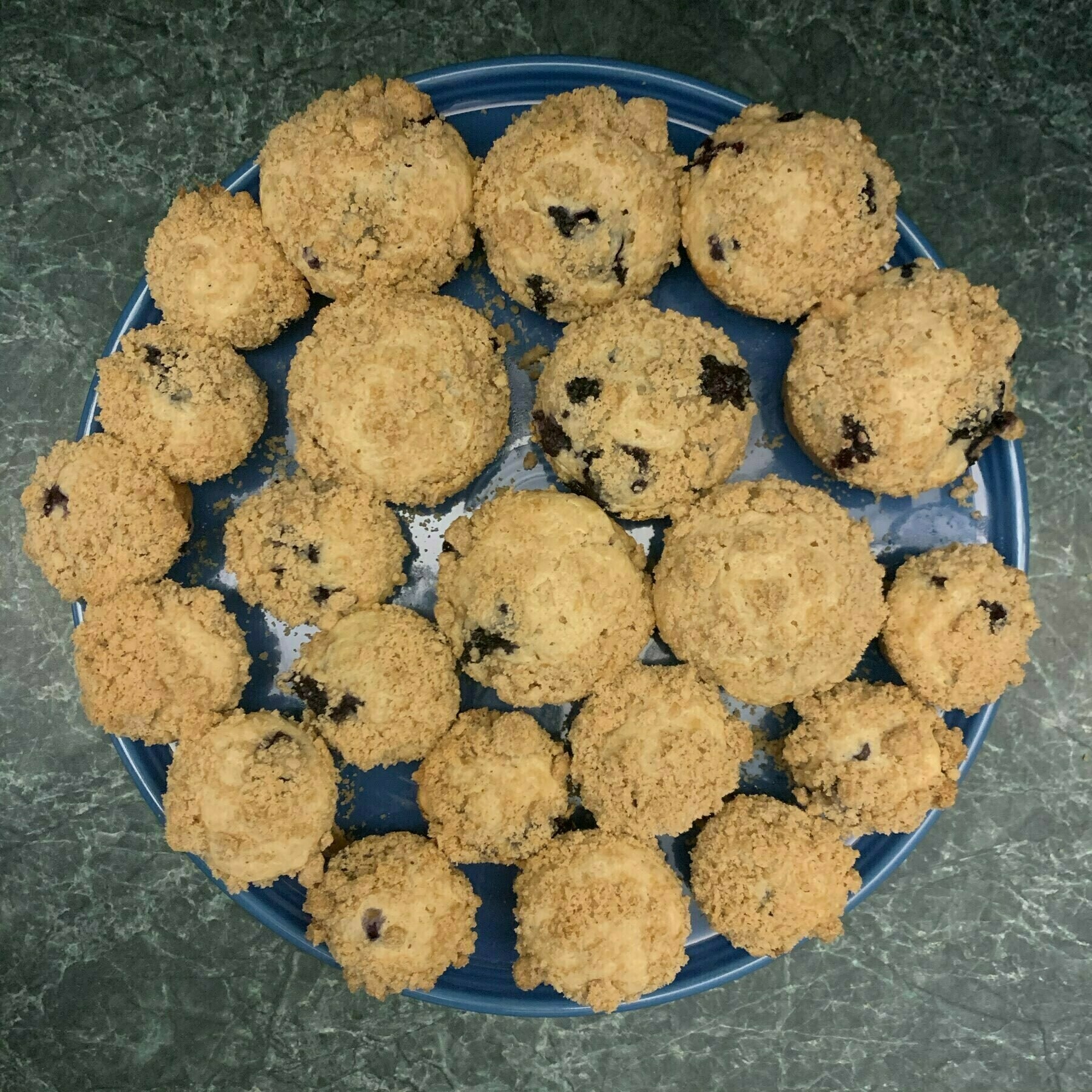 Muffins arranged on a tray