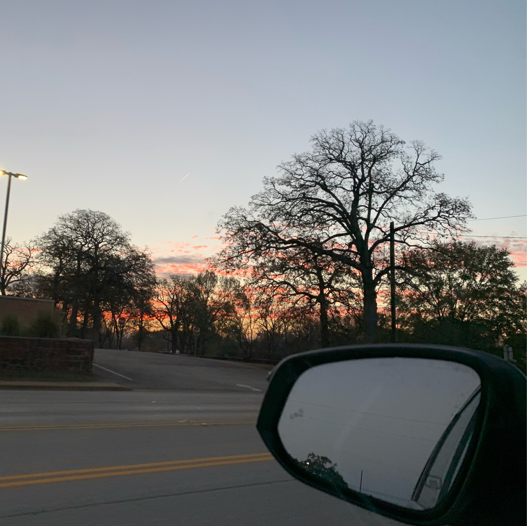 Sunrise out a car window