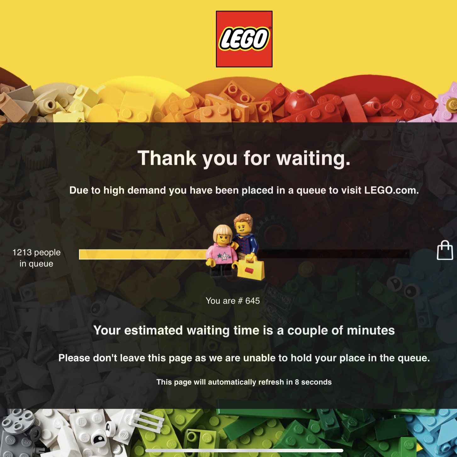 In the queue on LEGO.com