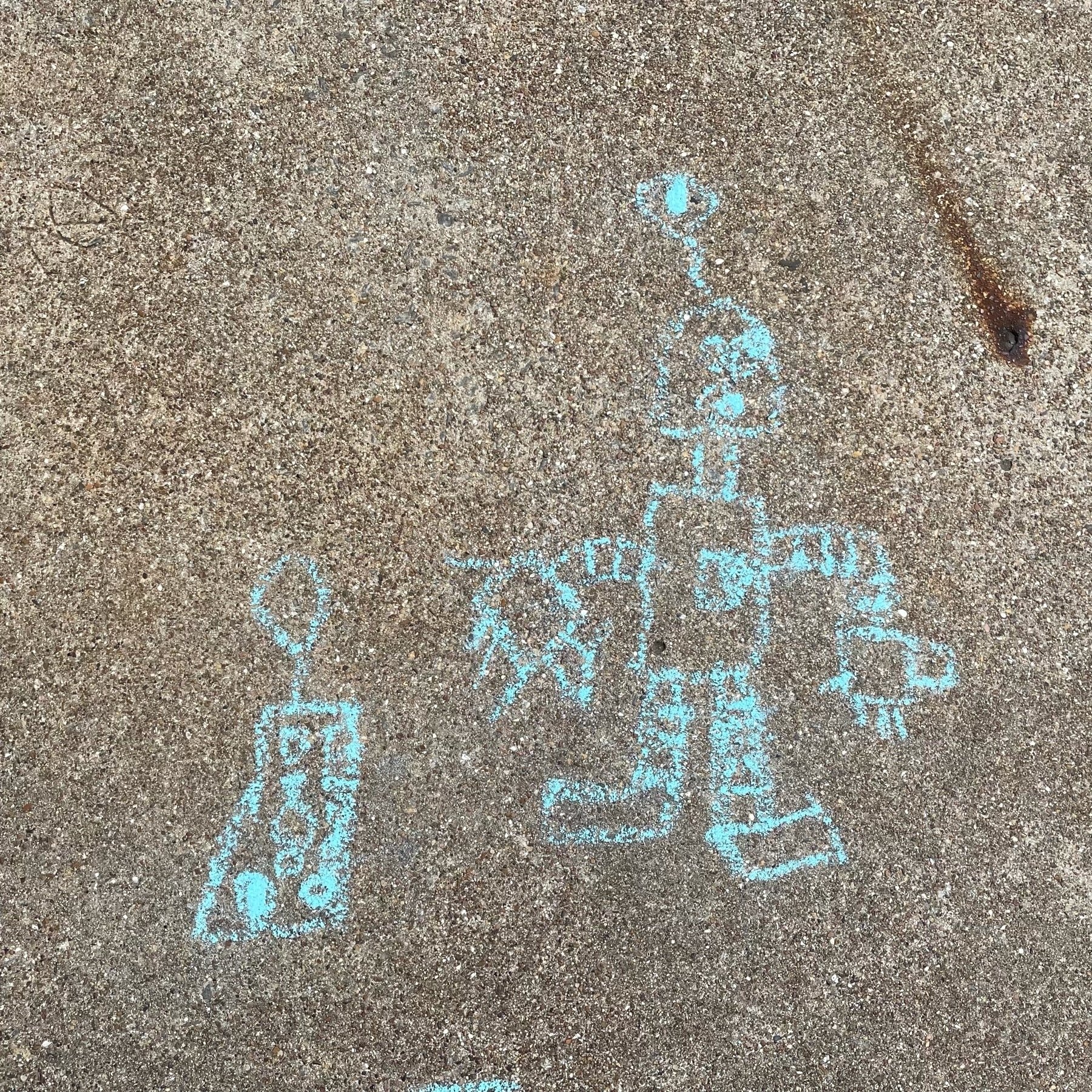 Son's sidewalk chalk robot