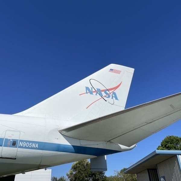 Tail section of NASA 905 Boeing 747 space shuttle carrier