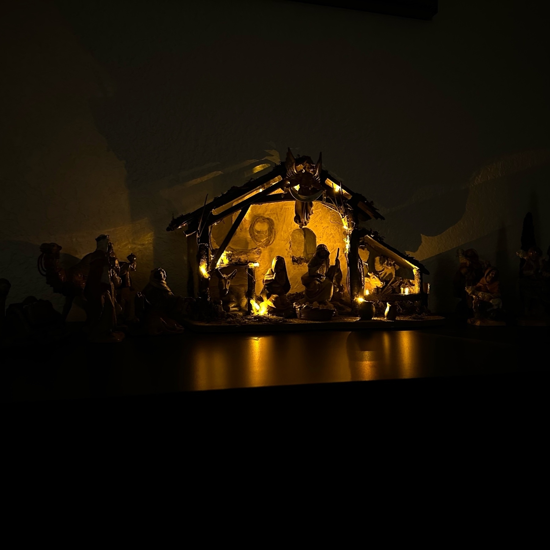 Nativity scene lit up