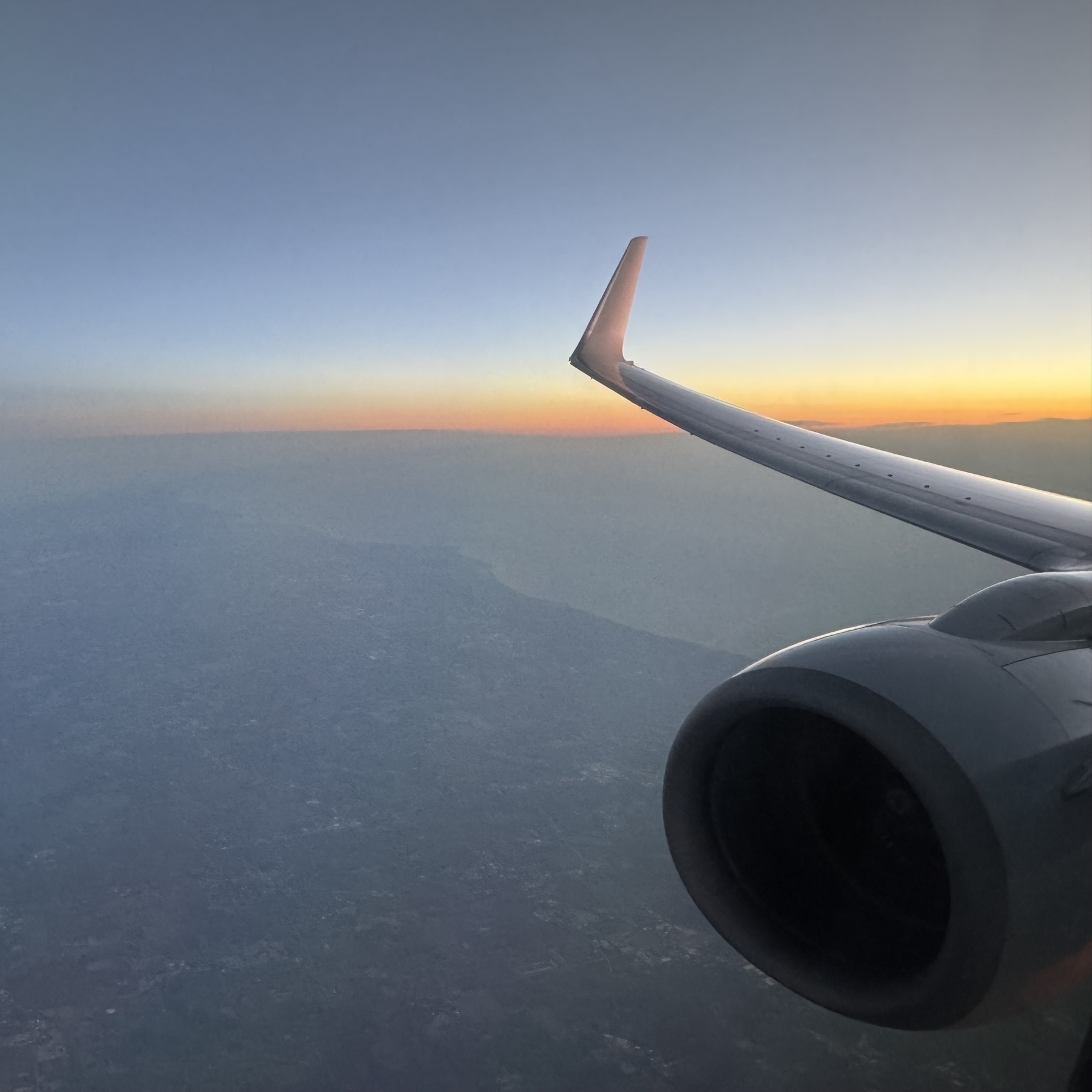 Boeing 737 engine at sunrise