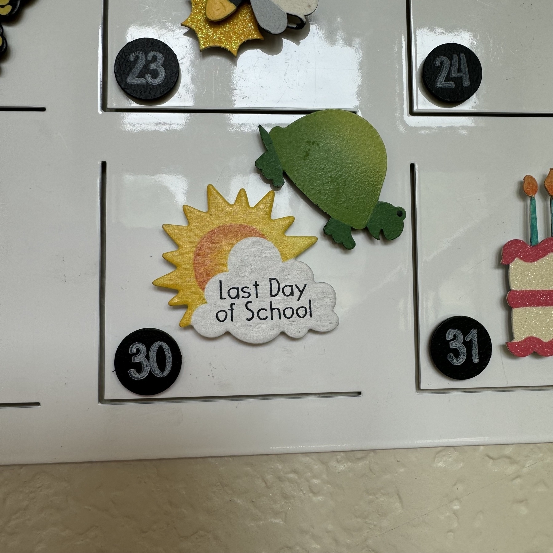 Last day of school magnet on calendar