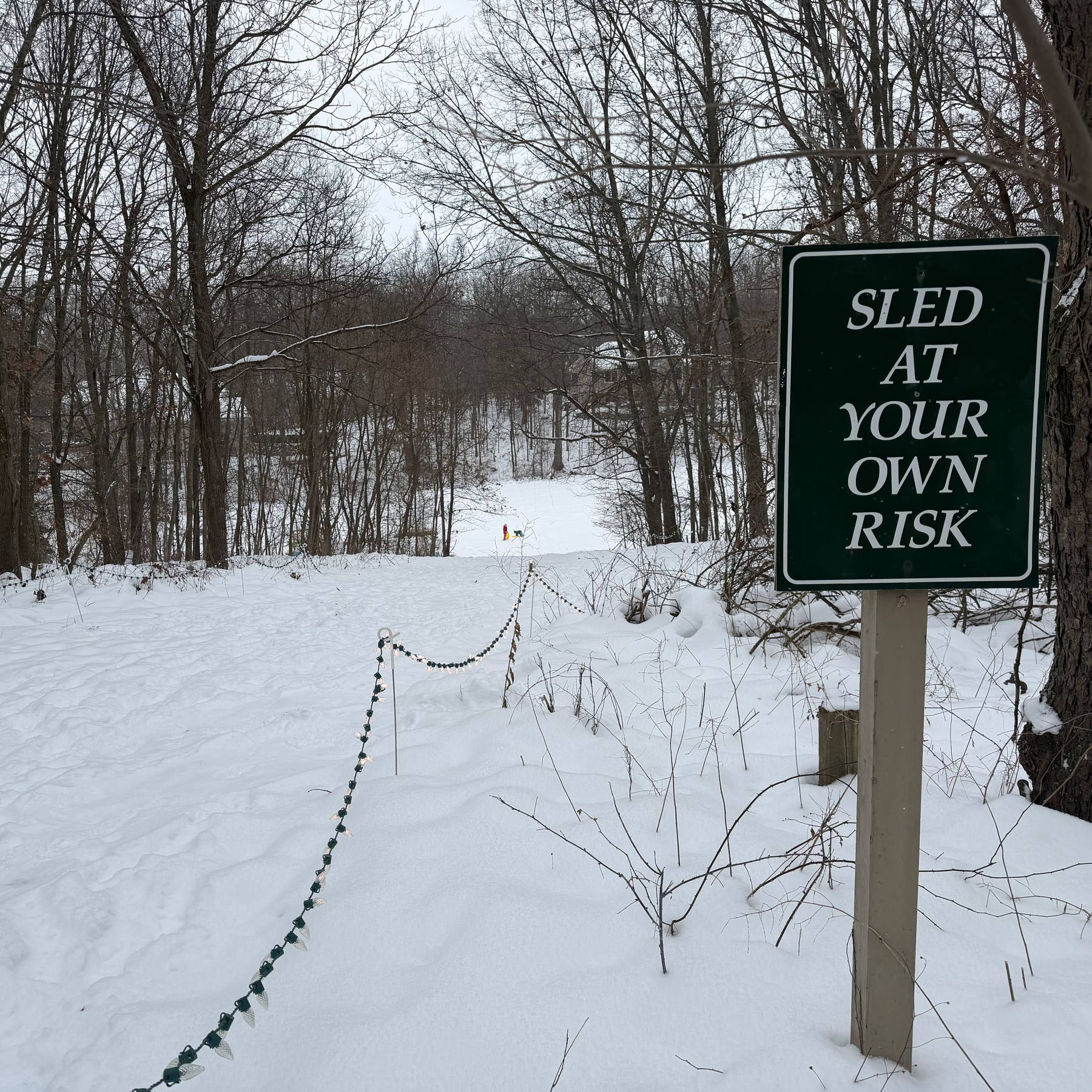 Sled at your own risk sign