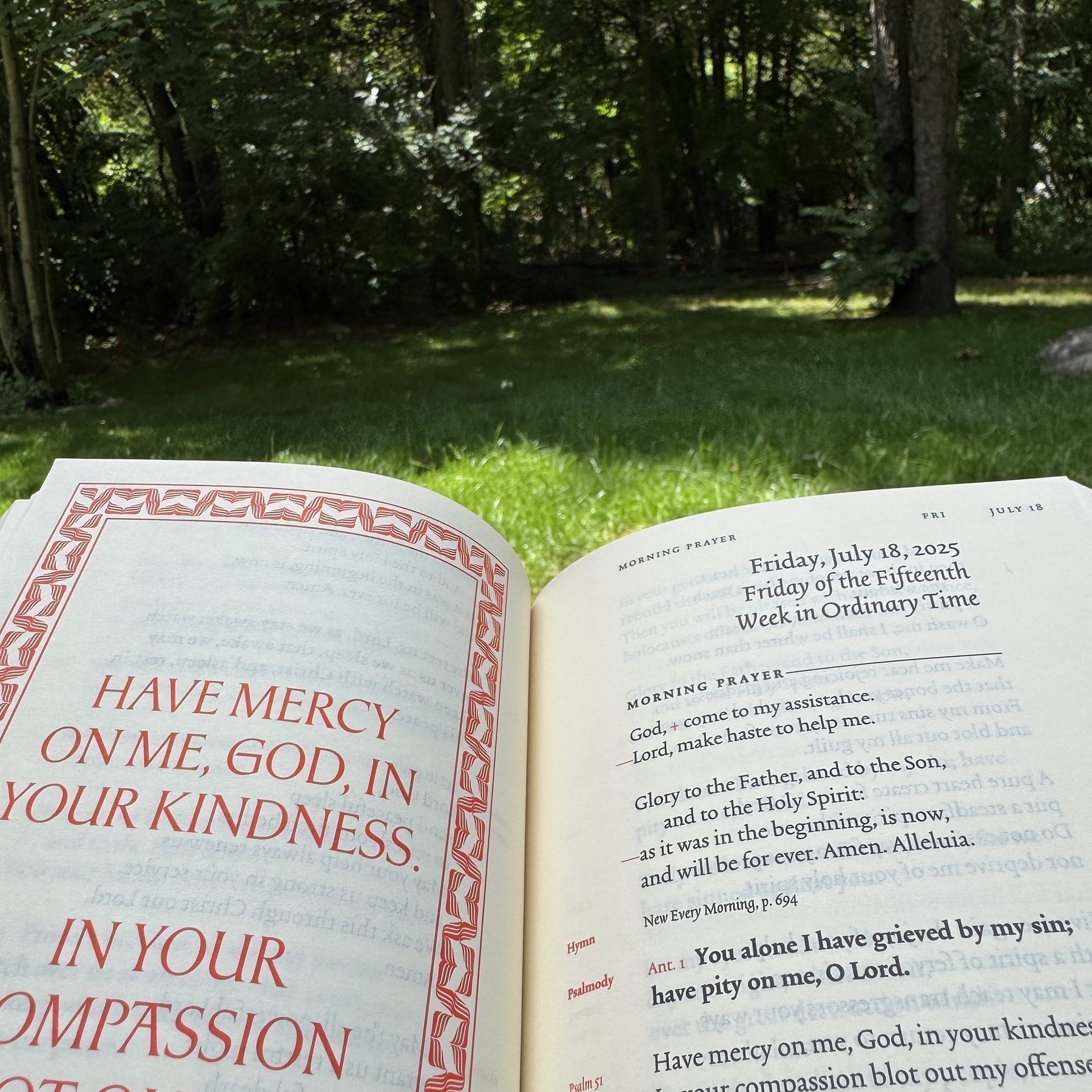 Liturgy of the Hours in the backyard