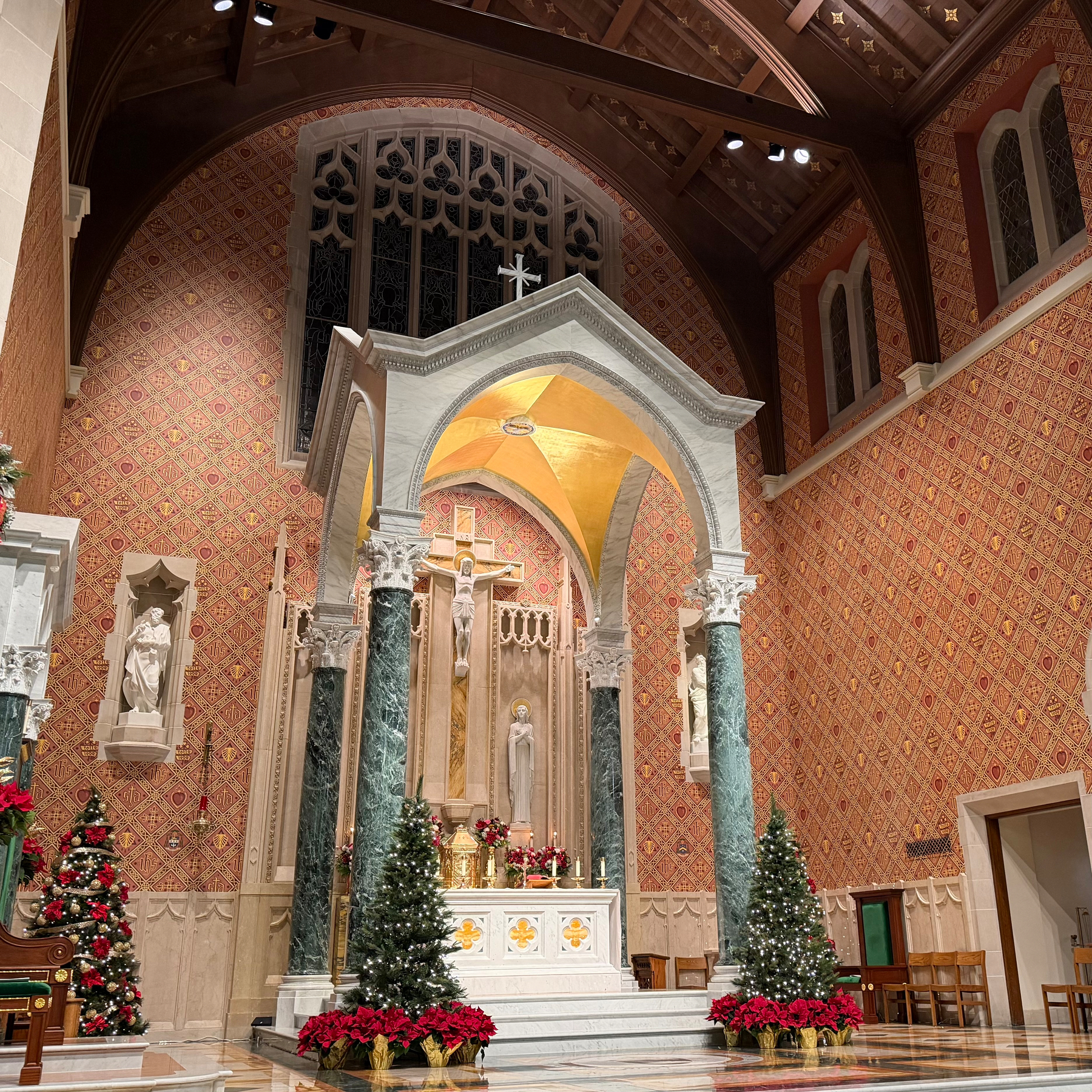 Altar decorated for Christmas