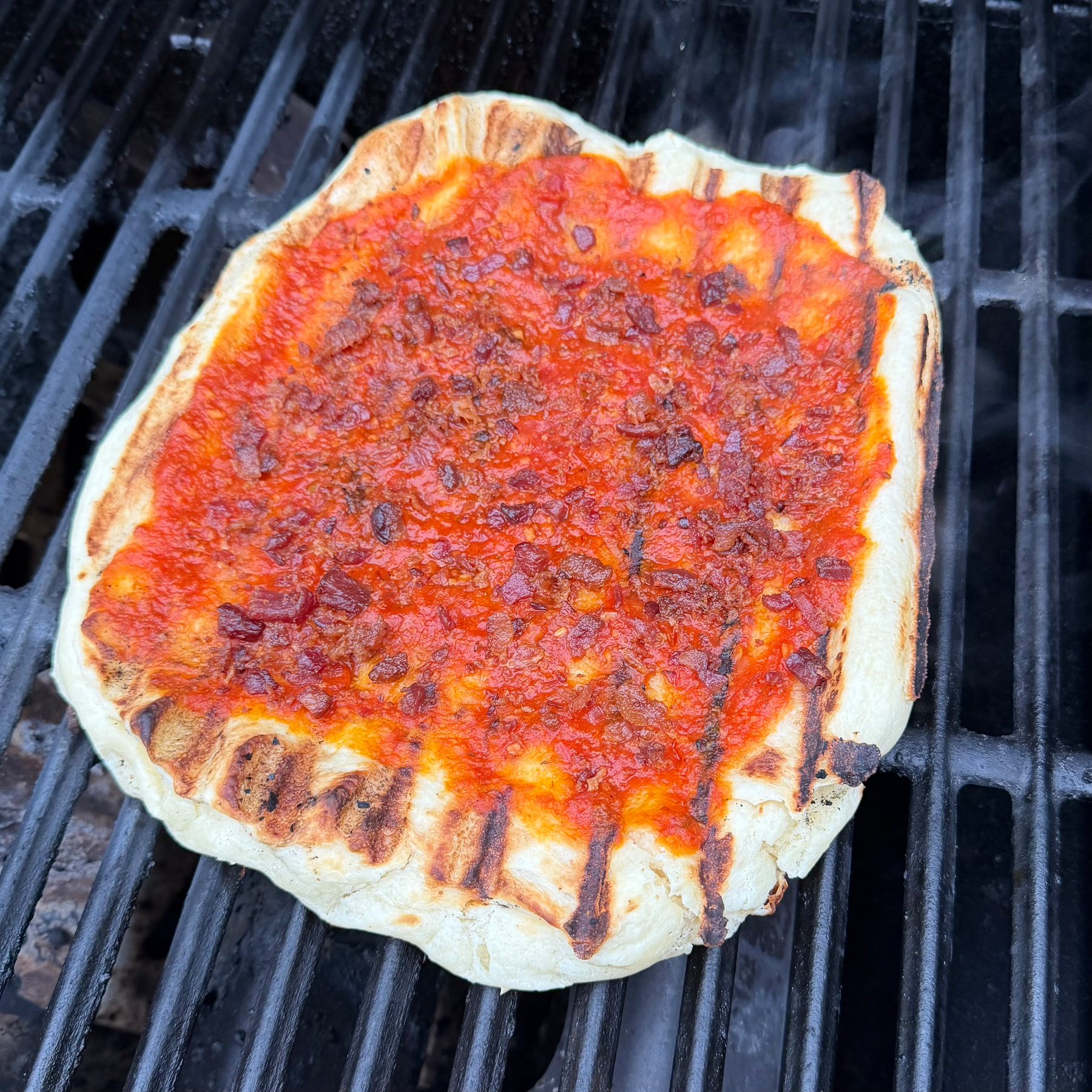 Pizza on a grill