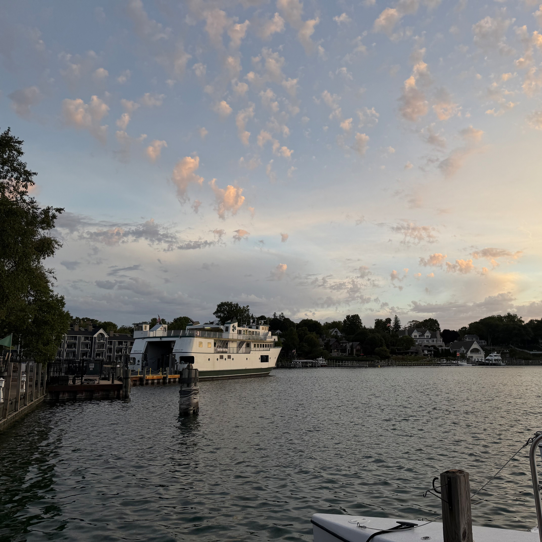 MV Emerald Island at the dock in Charlevoix