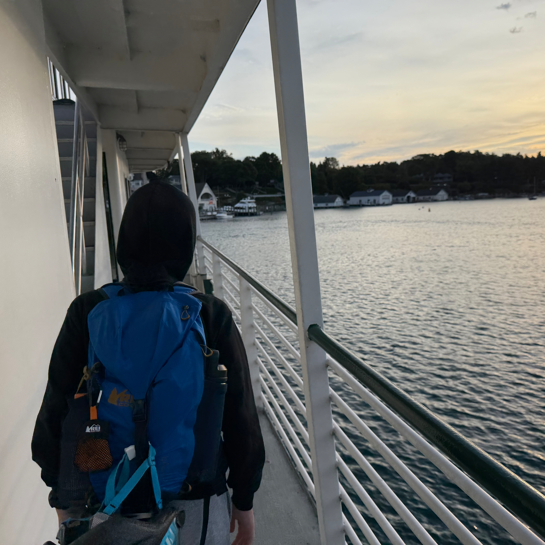 Benedict boarding and exploring the boat